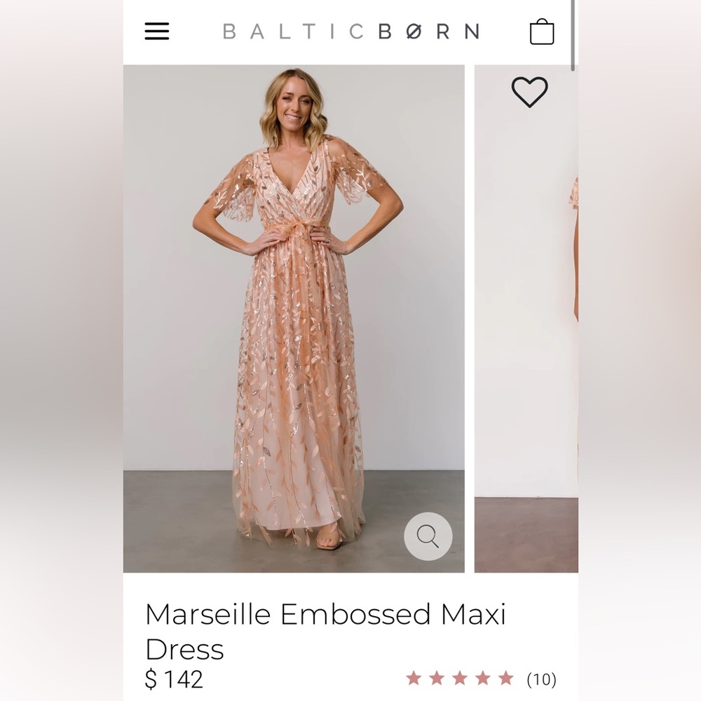 Baltic Born Marseille Embossed Maxi Dress - Large - Rose Gold Sequin